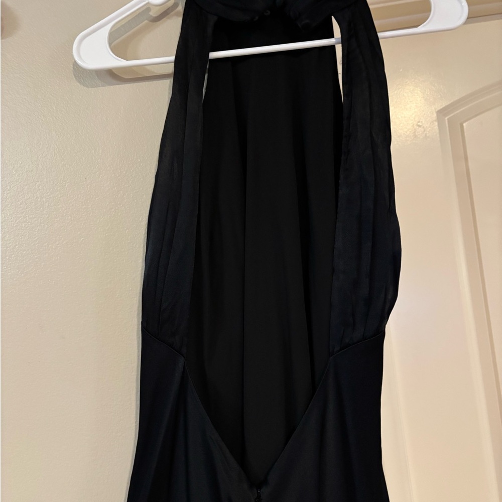 Meshki Claire Satin Drape Back Maxi Dress with Split - Black - Large - Picture 11 of 11